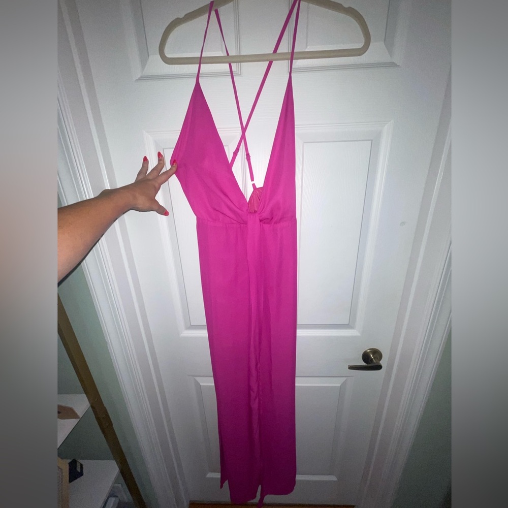 Vibrant Pink Criss Cross Strappy Dress